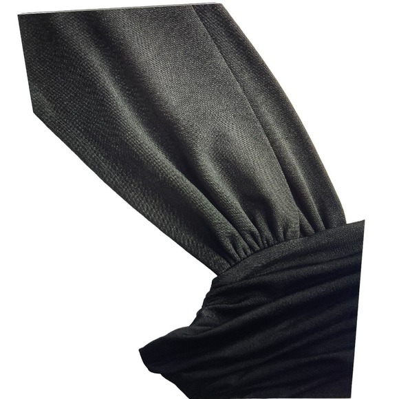 Maxi Dress Black Ruched U Neck Wide Straps Flowy Bodycon Feminine US size 6 - Picture 7 of 10